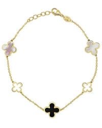 Italian Gold - 14K Gemstone Station Chain Clover Bracelet - Lyst