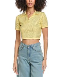 Sandro - Rhinestone Crop Polo Shirt - Lyst