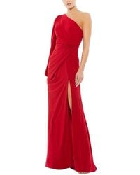 Mac Duggal - One-Shoulder Puff Sleeve Faux Wrap Gown - Lyst