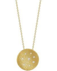 Reiss - 14k 0.10 Ct. Tw. Diamond Hammered Necklace - Lyst
