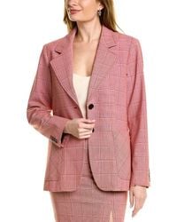 Pink Tartan - Tailored Patch Pocket Wool-blend Blazer - Lyst