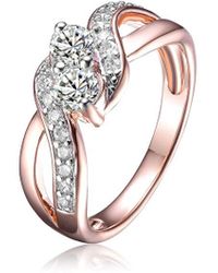 Genevive Jewelry - 18k Rose Gold Vermeil Cz Ring - Lyst