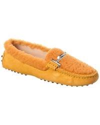 Tod's - Tods Suede & Shearling Loafer - Lyst