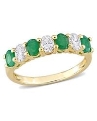 Rina Limor - Eternity Bands 14k 1.14 Ct. Tw. Diamond & Emerald Semi-eternity Ring - Lyst