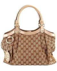 Gucci - Gg Canvas & Leather Sukey Tote Medium (Authentic Pre-Loved) - Lyst