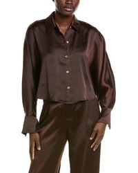 Halston - Satin Cropped Blouse - Lyst