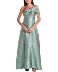 Teri Jon - Metallic Jacquard Asymmetrical One-Shoulder Gown - Lyst