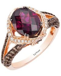 Le Vian - 14K Rose 3.80 Ct. Tw. Diamond & Rhodolite Ring - Lyst