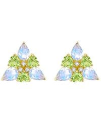 Nina Zhou Jewelry - 14K 2.90 Ct. Tw. Diamond & Moonstone Peridot Stud Earrings - Lyst