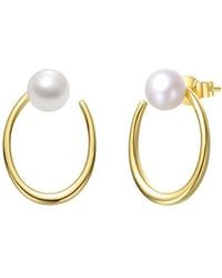 Genevive Jewelry - 14k Over Silver 10.5mm Pearl Dangle Earrings - Lyst