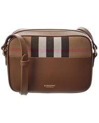 Burberry - Small Check Canvas & Leather Camera Bag - Lyst