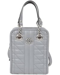 Gucci - Leather Gg Marmont Mini Tote (Authentic Pre-Loved) - Lyst