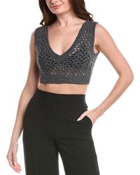 Brunello Cucinelli - Open Knit Linen & Silk-Blend Crop Tank - Lyst
