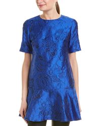 Alice + Olivia Palace Blue Esther Ruffle Hem Tunic Dress