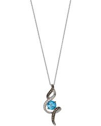Le Vian - Le Vian 14k White Gold 1.44 Ct. Tw. Diamond & Blue Topaz Pendant Necklace - Lyst
