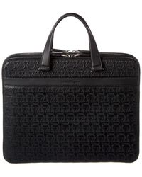 Ferragamo Gancini Leather Business Bag - Black