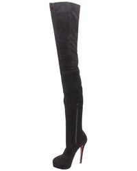 Christian Louboutin - Suede Over-The-Knee Platform Boot (Authentic Pre- Loved) - Lyst