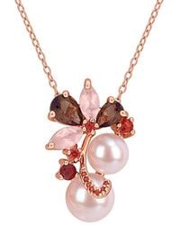 Rina Limor - Rose-Plated 2.19 Ct. Tw. Gemstone & 7-9Mm Pearl Pendant - Lyst