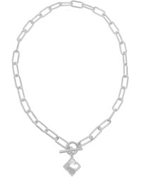 Adornia - Plated Mother-Of-Pearl Flower Paper Clip Chain Toggle Necklace - Lyst