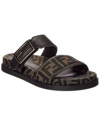 Fendi - Feel Ff Jacquard & Leather Sandal - Lyst
