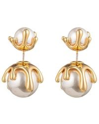 Eye Candy LA - Pearl Lucia Golden Drop Earrings - Lyst