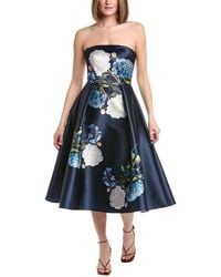 Rene Ruiz - Strapless Floral Mikado Tea Length Dress - Lyst