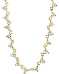 Sterling Forever - 14k Plated Cz Brigid Tennis Necklace - Lyst