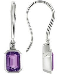 Diamond Select Cuts - 14K Diamond .03 Ct. & 1.85 Ct. Amethyst Earrings - Lyst