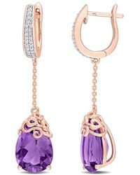Rina Limor - 14k Rose Gold 9.76 Ct. Tw. Diamond & Amethyst Clip-on Earrings - Lyst