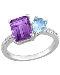 Rina Limor - Toi & Moi Silver 3.20 Ct. Tw. Diamond & Amethyst & Sky Blue Topaz Ring - Lyst