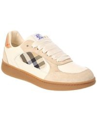 Burberry - Check Canvas & Leather Sneaker - Lyst