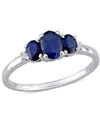 Rina Limor - 10k 1.02 Ct. Tw. Diamond & Blue Sapphire Three-stone Ring - Lyst