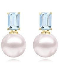Kai Fine Jewelry - 14K 1.00 Ct. Tw. Aquamarine & 8-9Mm Pearl Drop Earrings - Lyst