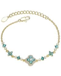 Genevive Jewelry - Rachel Glauber 14K Plated Cz Floral Design Bracelet - Lyst