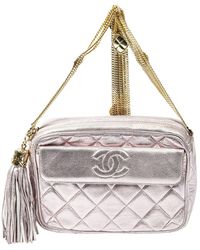 Chanel - Limited Edition Lambskin Leather 1989 Rare Quilted Small Metallic Tassel Chain Bag (Authentic Pre-Owned) - Lyst