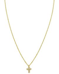 Italian Gold - 14K 0.03 Ct. Tw. Diamond Cross Necklace - Lyst