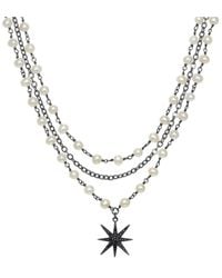 Rachel Reinhardt Jewelry - 5Mm Pearl Cz Layered Necklace - Lyst
