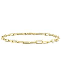 Italian Silver - 18K Over Polished Paperclip Chain Bracelet - Lyst