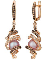 Le Vian - ® 14k Rose Gold 0.69 Ct. Tw. Diamond & 8-9mmmm Pearl Dangle Earrings - Lyst