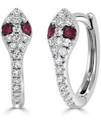 Sabrina Designs - 14k 0.13 Ct. Tw. Diamond & Ruby Snake Huggie Earrings - Lyst