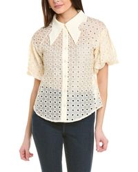 Gracia - Wing Collar Circle Embroidered Top - Lyst