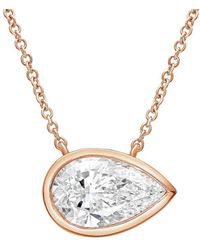 Diana M. Jewels - Diana M. 14K Rose 9.00 Ct. Tw. Lab-Grown Diamond Solitaire Bezel Pendant - Lyst