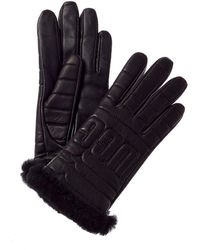 UGG - Logo Quilted Leather Gloves - Lyst