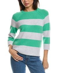 Forte - 3/4-Sleeve Wide Stripe Crewneck 100% Cashmere Sweater - Lyst