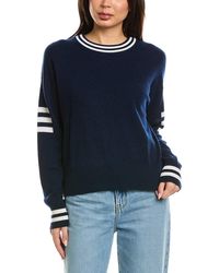 Brodie Cashmere - Amy Sleeve Stripe Crewneck 100% Cashmere Sweater - Lyst