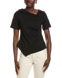 Gracia - Asymmetrical Neck Ruched Solid Top - Lyst
