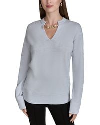 Halston - Logo Chain V-Neck Sweater - Lyst