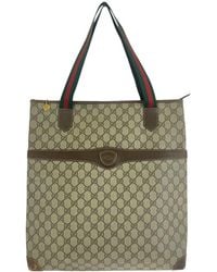 Gucci - Beige Gg Supreme Canvas & Leather Shoulder Tote (authentic Pre-loved) - Lyst