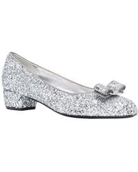 Ferragamo - Glitter Detail Leather Pump - Lyst