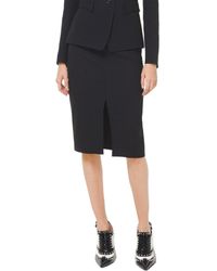 Michael Kors Double Crepe Sable Slit Pencil Skirt - Black